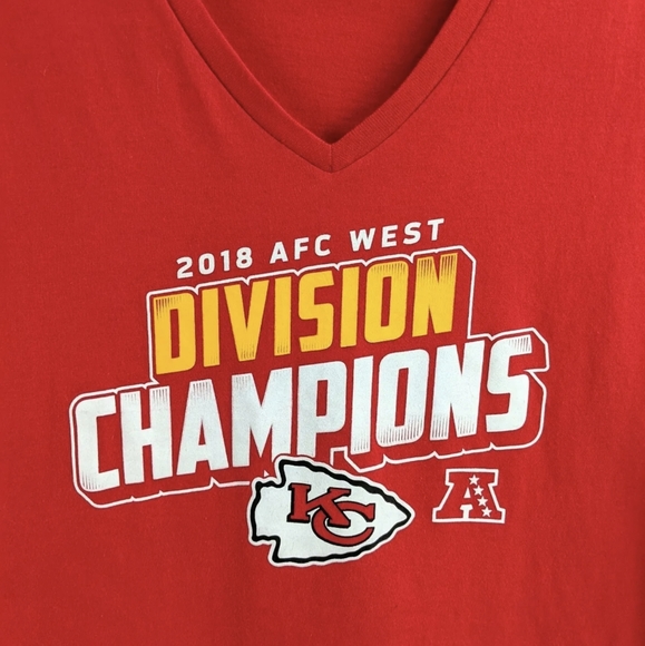 Kansas City Chiefs NFL Team Apparel Womens Sz Large Short Sleeve V-Neck - Picture 9 of 12